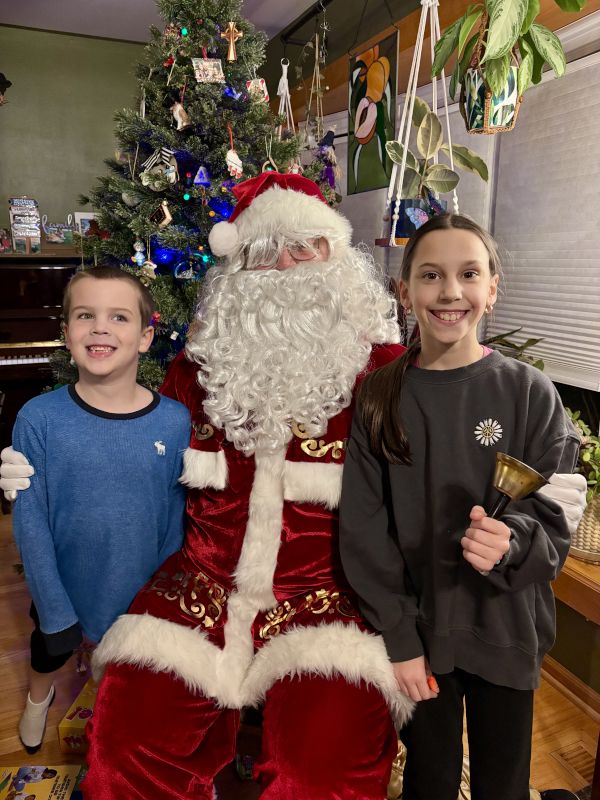 Justin in His Santa Costume for the Niece and Nephew