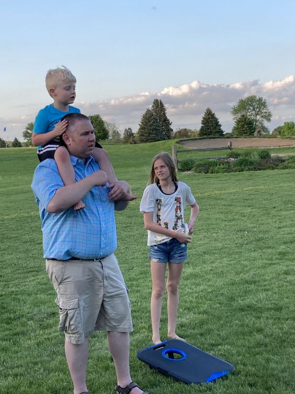 Playing Corn Hole with Our Nieces and Nephews