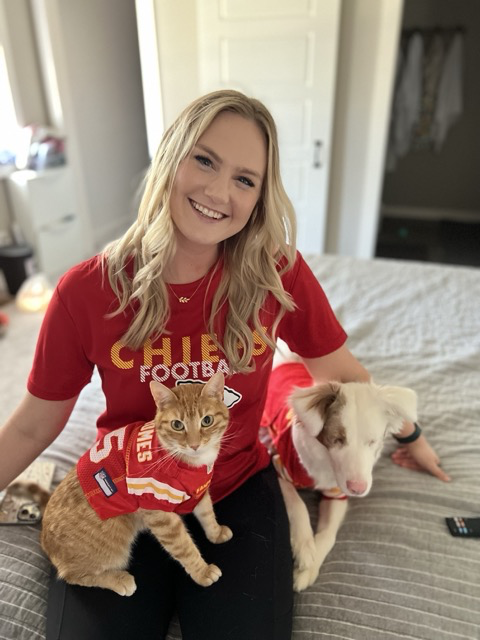 Rachel and Our Pets before the Big Game